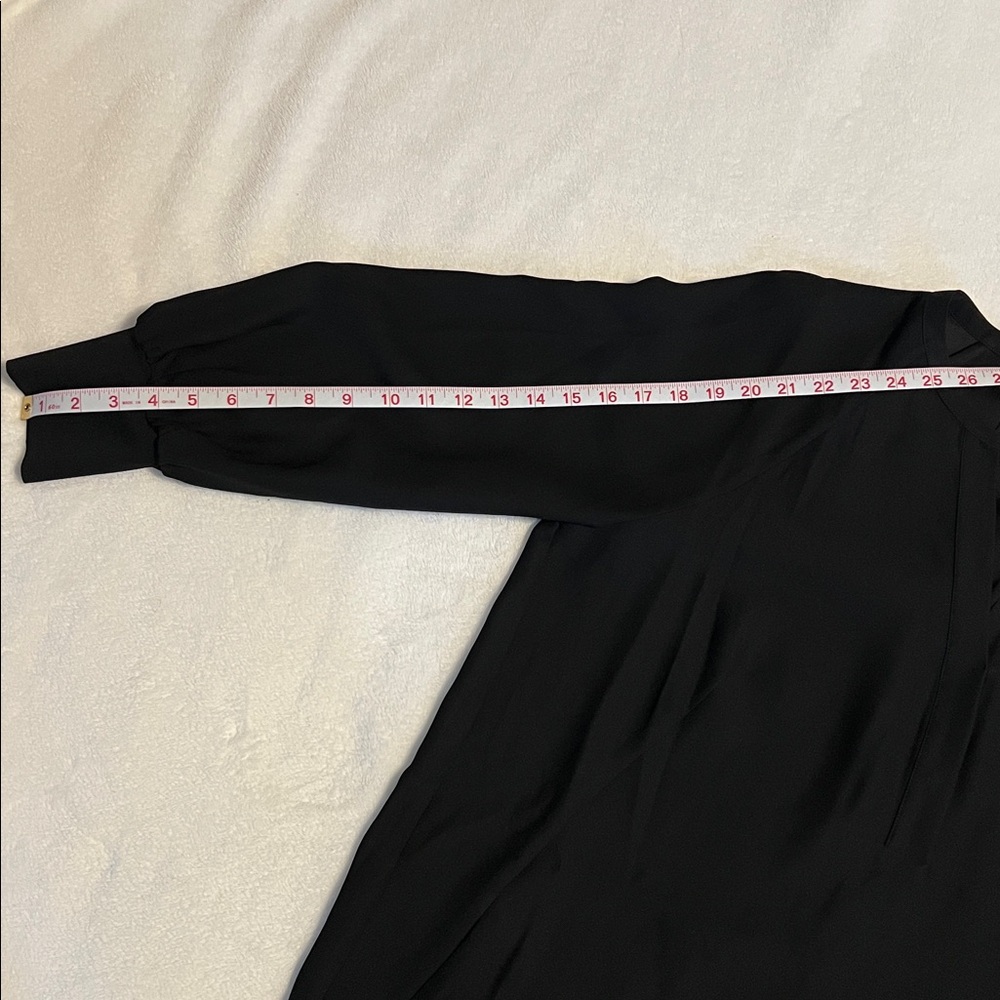 Whistles Zeta Ribbed Cuff Crepe Shift Dress Black Size 12 - Picture 11 of 15